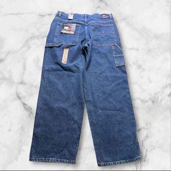 Vtg Tommy Jeans Carpenter Jeans Mens 38x32 Blue Denim Baggy Straight New
